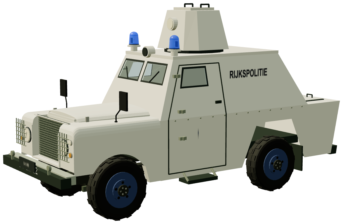 Shorland Mk 3 APC · Rijkspolitie — three-quarter view, registry 3D render
