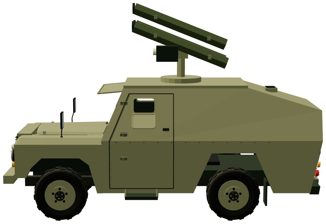 Shorland S53 Air Defence — side view, registry 3D render