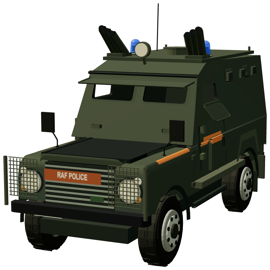 Shorland SB401 APV · RAF Police — front three-quarter view, registry 3D render
