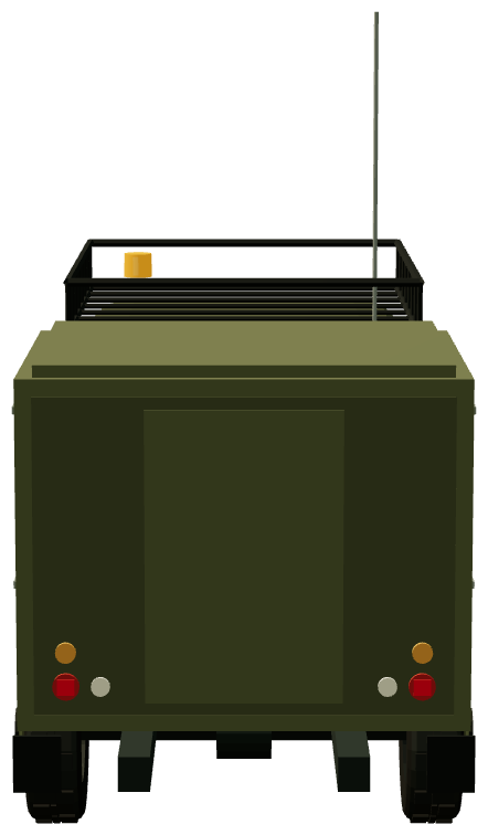 Slovak CBRN Defender 130 Quadtech Shelter — rear view, registry 3D render