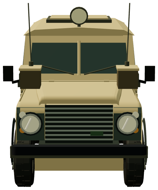 Snatch Land Rover — front view, registry 3D render