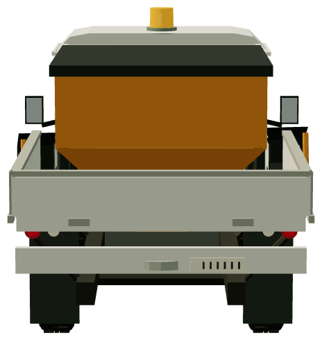 Defender snowplough and gritter — rear view, registry 3D render