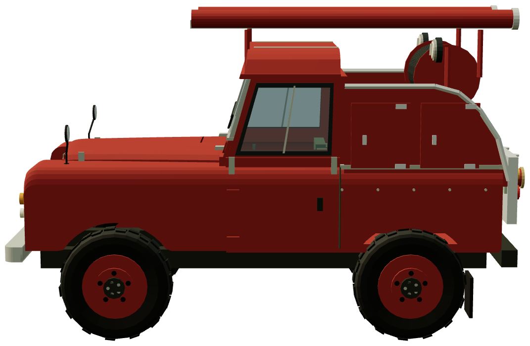 Snowy Mountains Hydro Fire Truck — side view, registry 3D render