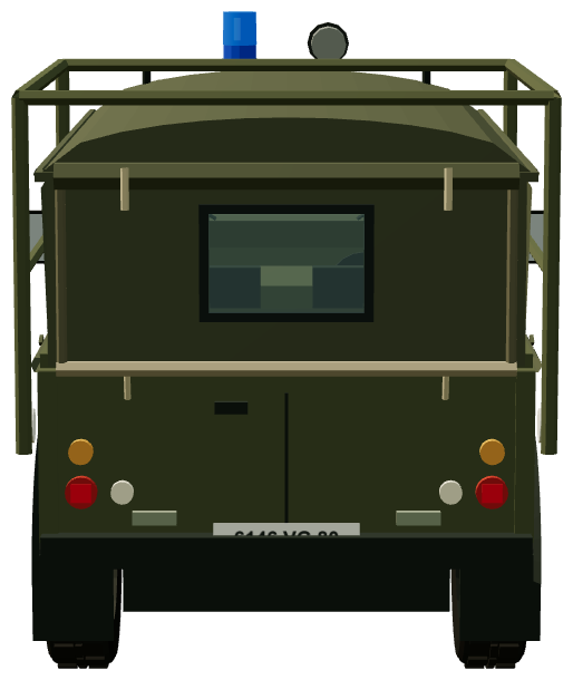 SNSM Defender 110 Soft Top — rear view, registry 3D render