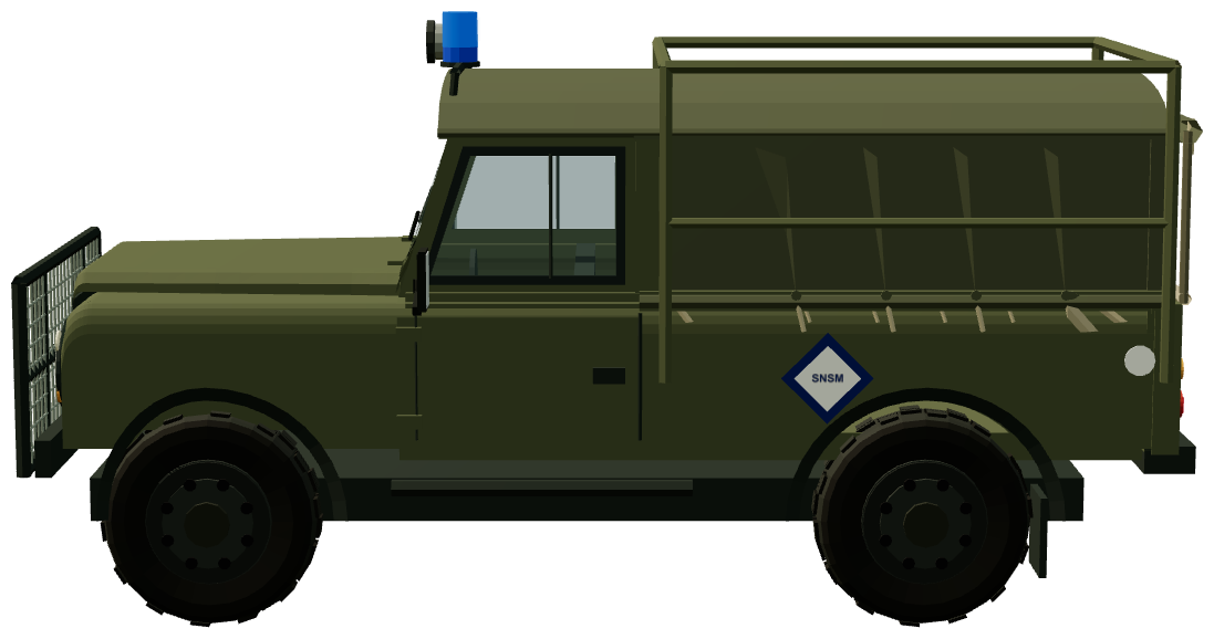 SNSM Defender 110 Soft Top — side view, registry 3D render