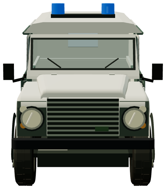Sofia Police Defender — front view, registry 3D render