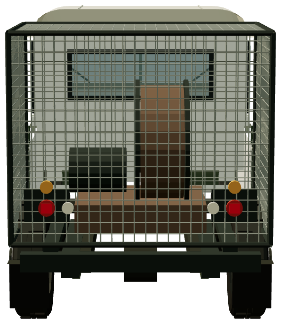 Solihull Birdcage Winch Cable Truck — rear view, registry 3D render