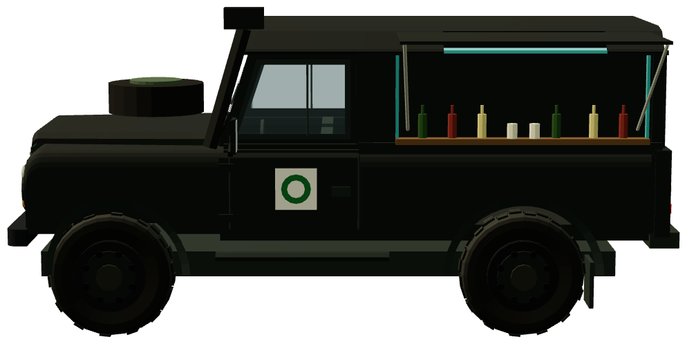 St Monans Ex-Army Land Rover Mobile Bar — side view, registry 3D render