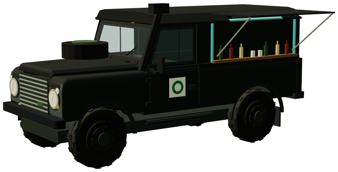 St Monans Ex-Army Land Rover Mobile Bar — three-quarter view, registry 3D render
