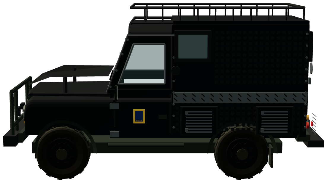 Staffordshire Police Armoured Defender 110 — side view, registry 3D render