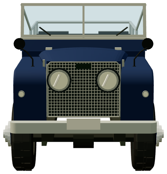 State III Royal Review Land Rover — front view, registry 3D render