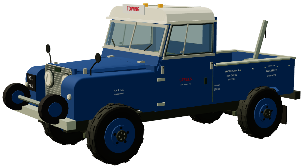 Steels of Cheltenham Series I 107 Breakdown Truck — three-quarter view, registry 3D render