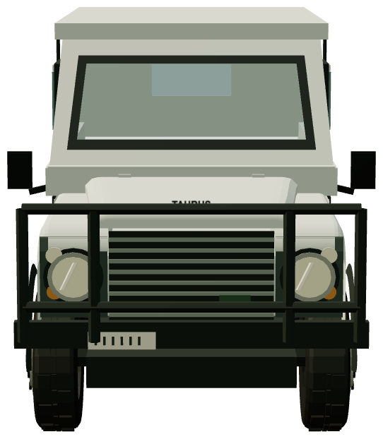 Taurus armoured Defender — front view, registry 3D render