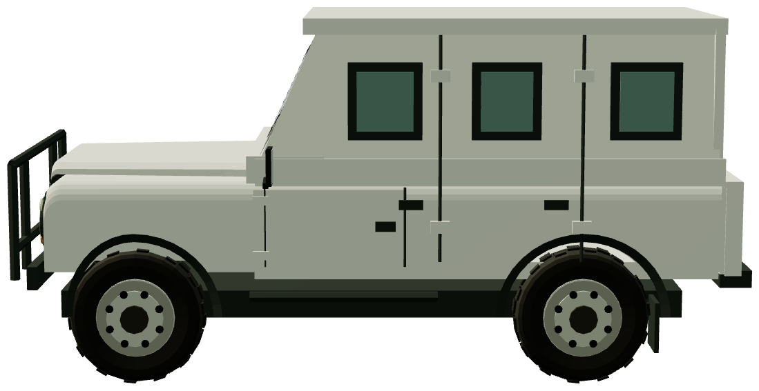 Taurus armoured Defender — side view, registry 3D render