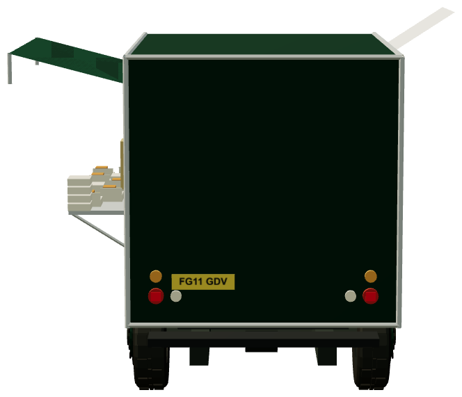 Teddy's Fish & Chips Defender — rear view, registry 3D render