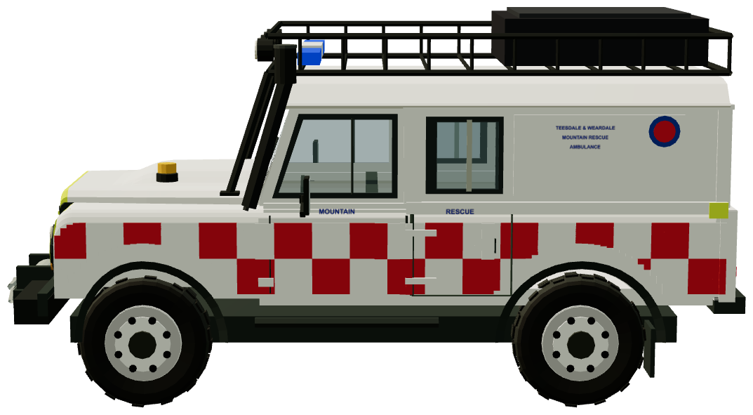 Teesdale and Weardale Search and Mountain Rescue Defender — side view, registry 3D render