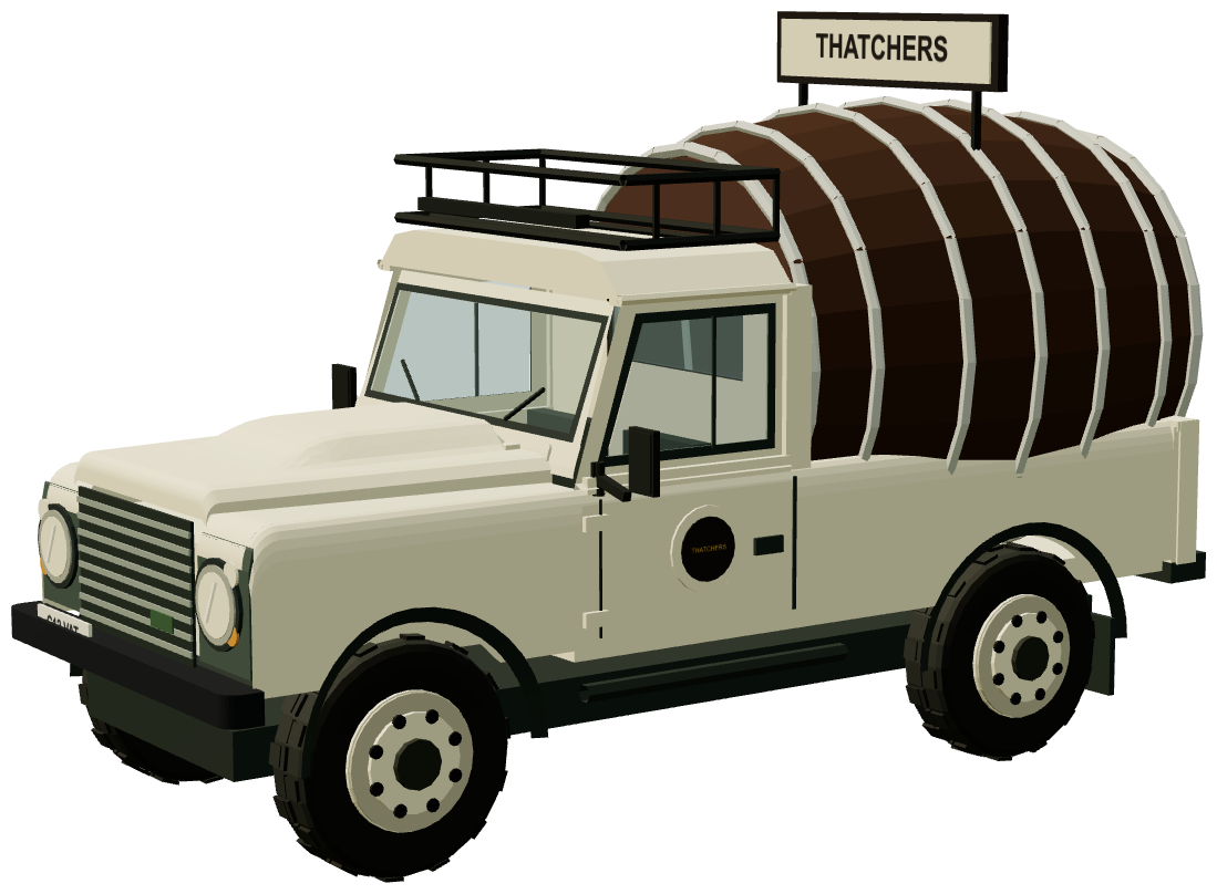 Thatchers Cider Cask Defender — three-quarter view, registry 3D render
