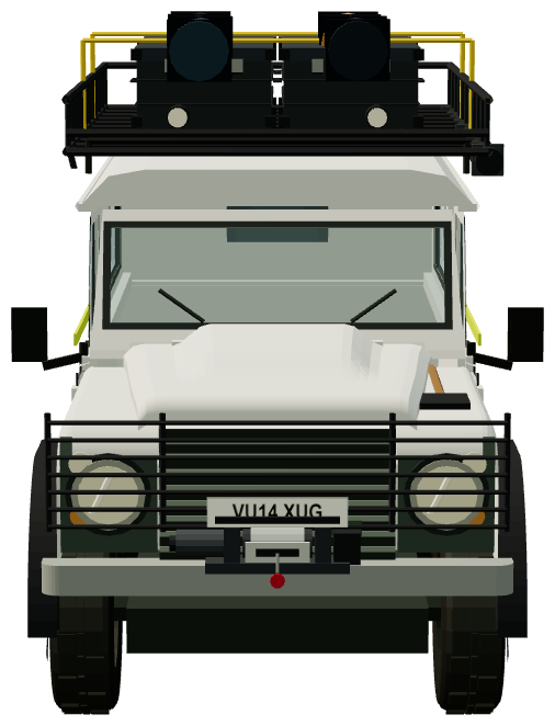 Trail by Fire Defender 110 — front view, registry 3D render