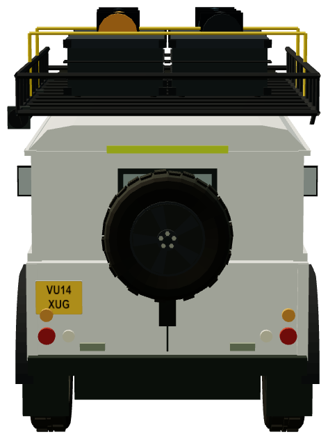 Trail by Fire Defender 110 — rear view, registry 3D render