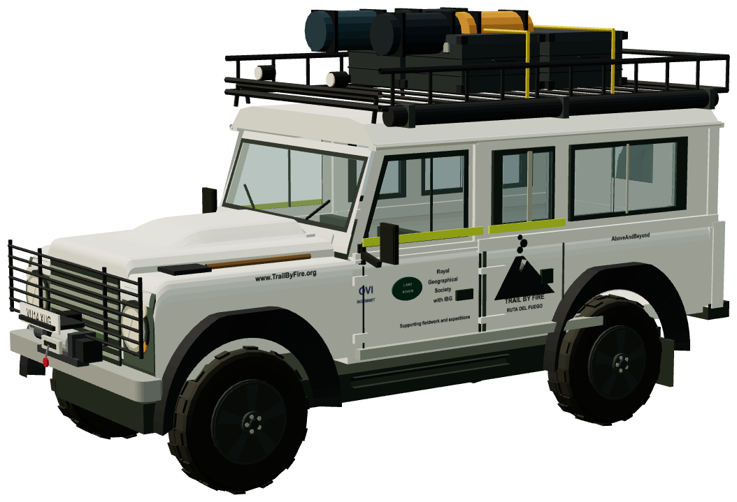 Trail by Fire Defender 110 — three-quarter view, registry 3D render