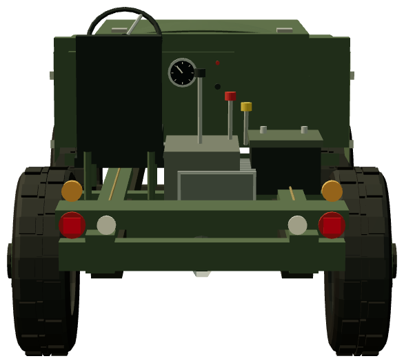 Drivable training chassis — rear view, registry 3D render