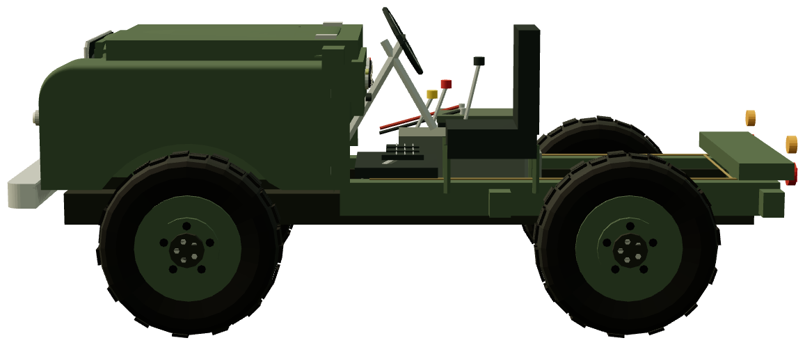 Drivable training chassis — side view, registry 3D render