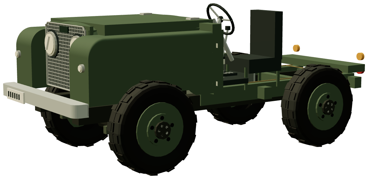 Drivable training chassis — three-quarter view, registry 3D render