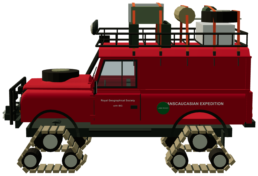Transcaucasian Expedition Defender 110 — side view, registry 3D render