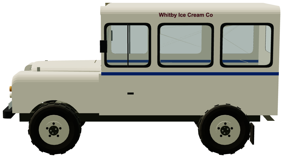 Trillo's of Whitby Ice Cream Van — side view, registry 3D render