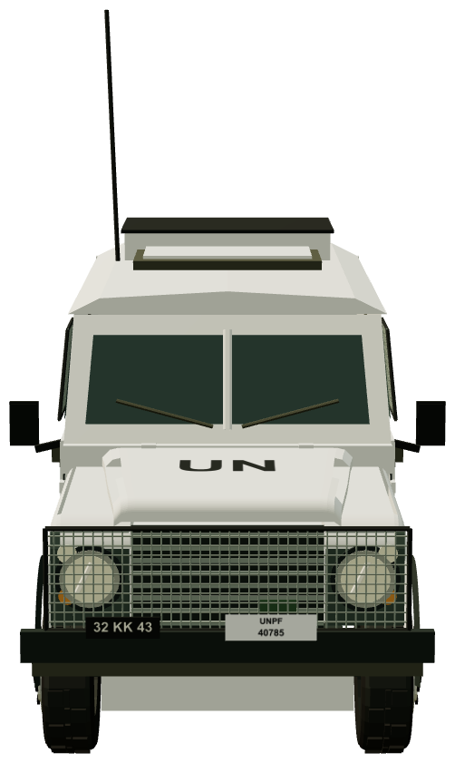 UN Snatch (Bosnia 1993) — front view, registry 3D render