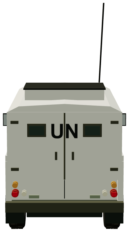 UN Snatch (Bosnia 1993) — rear view, registry 3D render