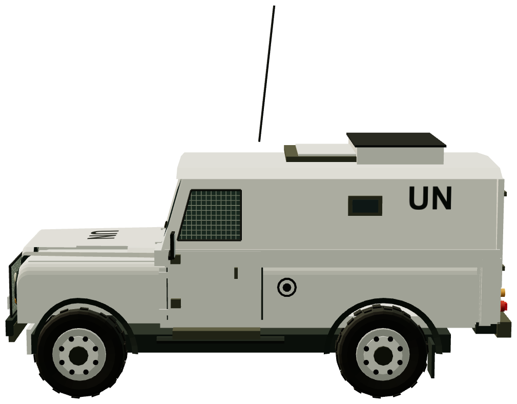 UN Snatch (Bosnia 1993) — side view, registry 3D render