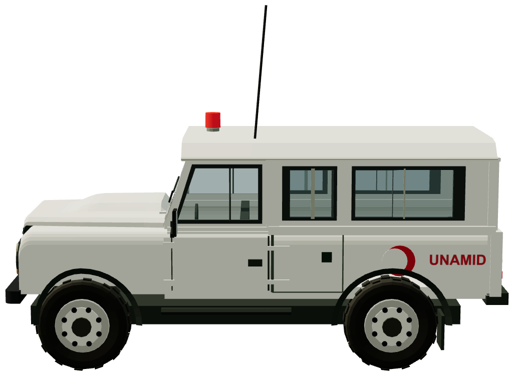 UNAMID Defender 110 Medical Vehicle (Nyala 2011) — side view, registry 3D render