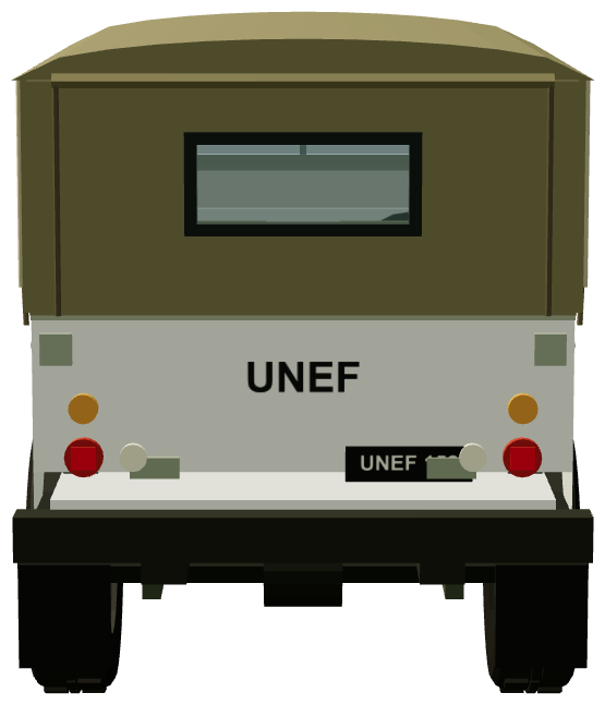 UNEF Series I 88 (Gaza 1957) — rear view, registry 3D render