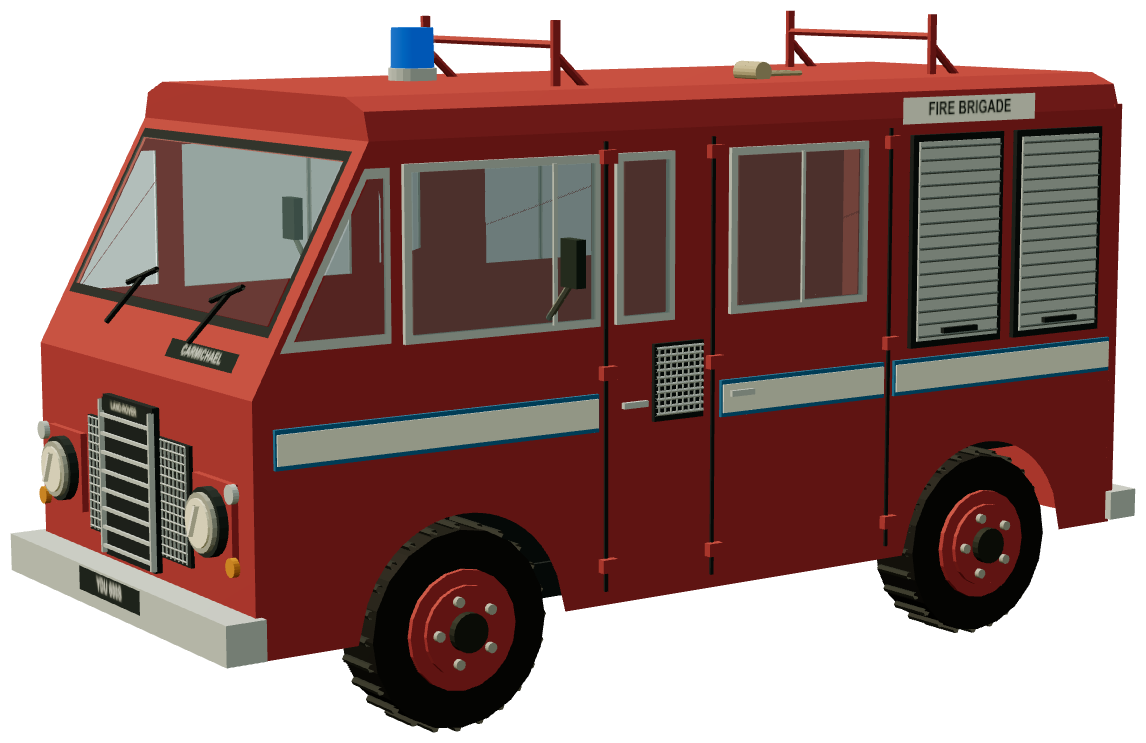 Unipart Works Fire Tender — three-quarter view, registry 3D render