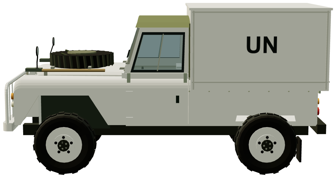 UNTAG Workshop Land Rover (Namibia 1989) — side view, registry 3D render