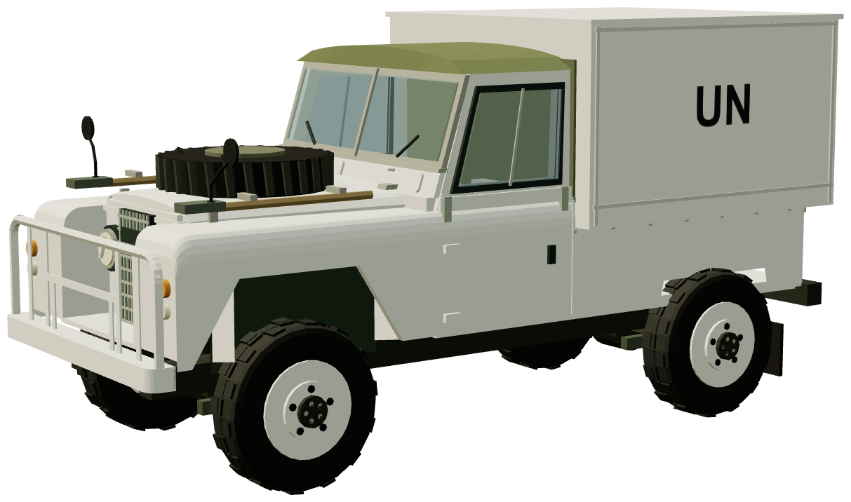 UNTAG Workshop Land Rover (Namibia 1989) — three-quarter view, registry 3D render