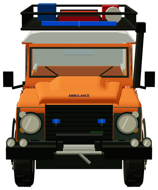 Upper Wharfedale Fell Rescue Defender Fell 1 — front view, registry 3D render