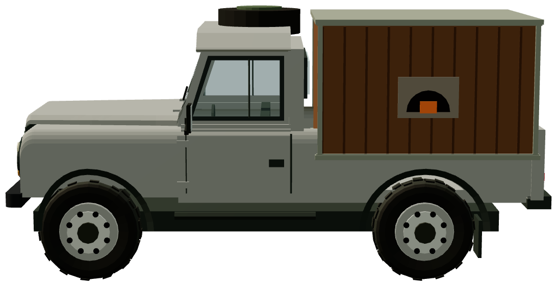The Wild Oven Defender Wood-Fired Kitchen — side view, registry 3D render