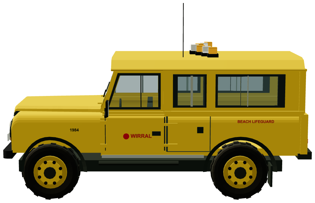 Wirral Lifeguard Defender 110 — side view, registry 3D render