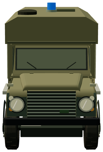 Wolf Ambulance — front view, registry 3D render