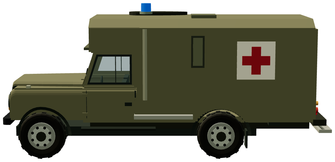 Wolf Ambulance — side view, registry 3D render