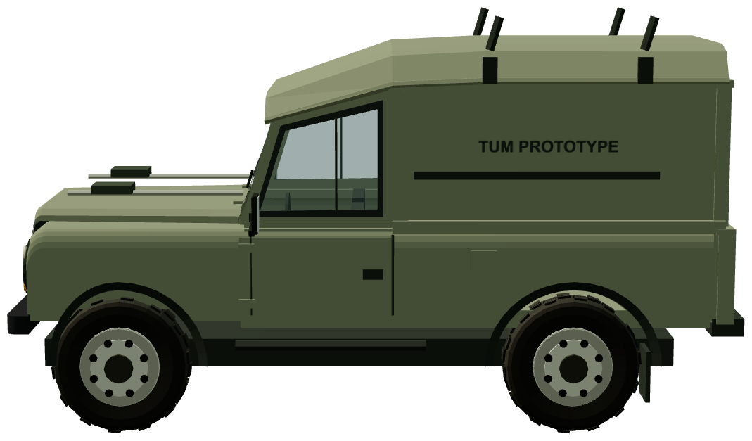 Wolf TUM high-roof prototype — side view, registry 3D render