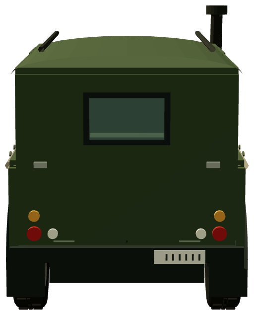 Wolf 110 — rear view, registry 3D render