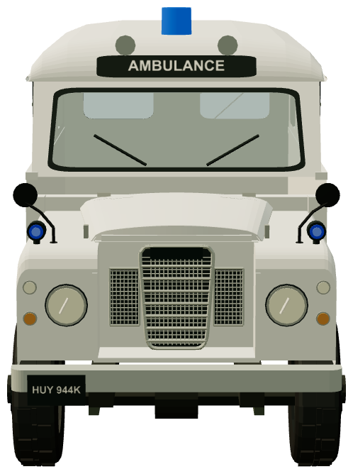 Worcestershire Ambulance Service Land Rover 109 — front view, registry 3D render