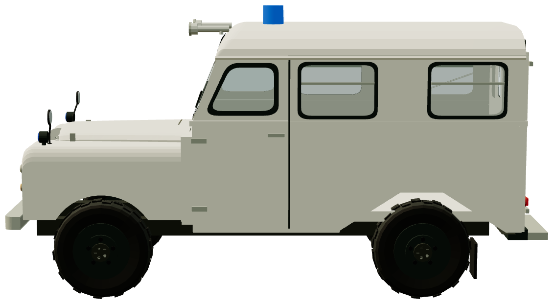 Worcestershire Ambulance Service Land Rover 109 — side view, registry 3D render