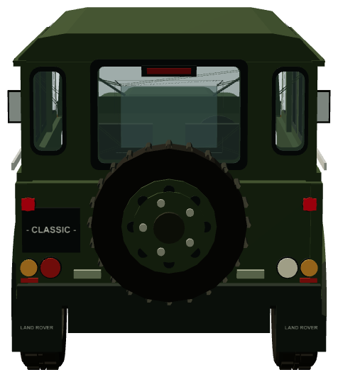 Defender Works V8 Churchill Edition — rear view, registry 3D render
