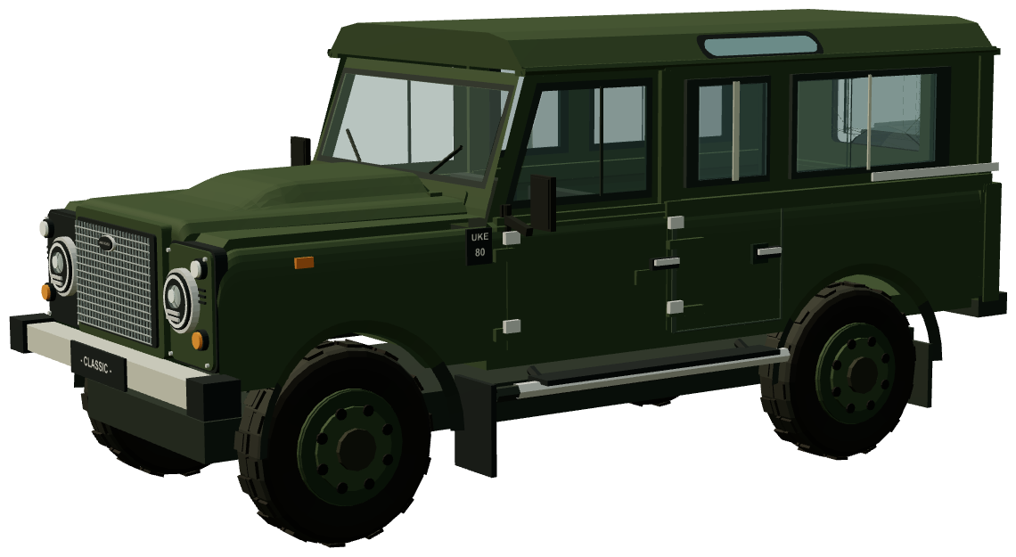 Defender Works V8 Churchill Edition — three-quarter view, registry 3D render
