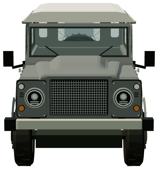 Classic Defender Works V8 DAKTARI Edition — front view, registry 3D render