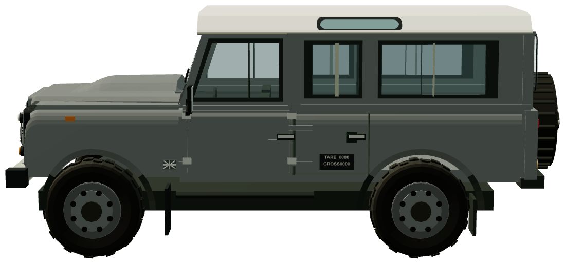 Classic Defender Works V8 DAKTARI Edition — side view, registry 3D render